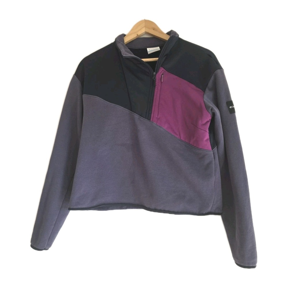 Columbia Navy Purple Lodge Hybrid Pullover Women's Sweater Size L Sport Wear